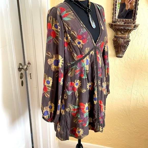 Free People Vintage,lined Dress with pockets, detailed trim flower‎ design Small - Picture 2 of 7